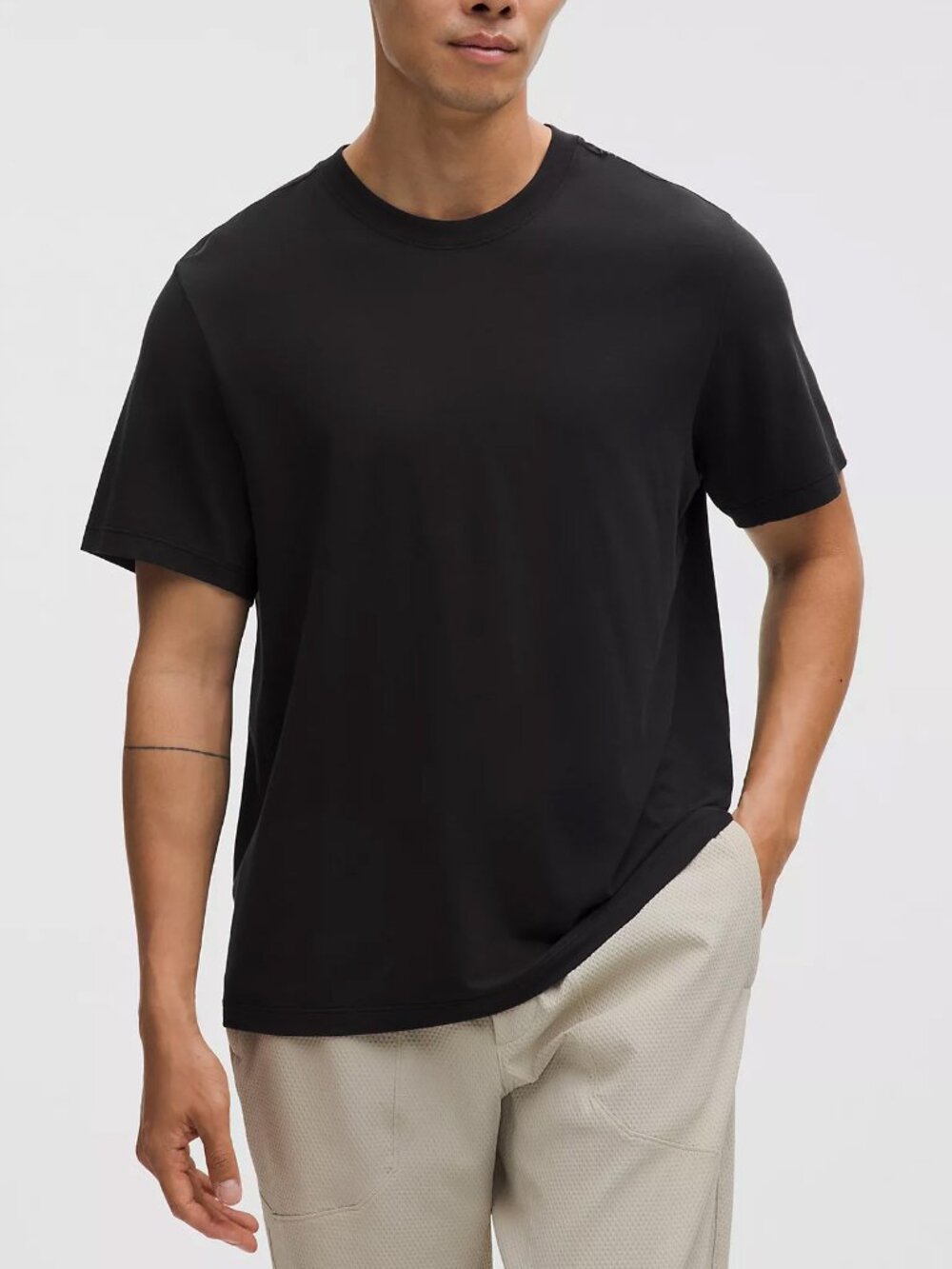 Lululemon Men's L Zeroed In Short-Sleeve Shirt Black Cotton Jersey Athleisure